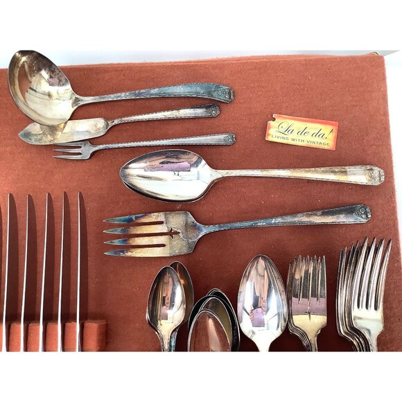 Vintage1946 Prestige Plate BORDEAUX Silverplate Flatware Silverware 48 piece set - Picture 5 of 7